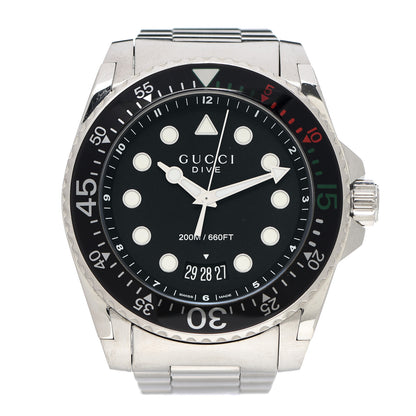 Gucci Stainless Steel 45mm Dive GMT Quartz Watch Black 1 of 5