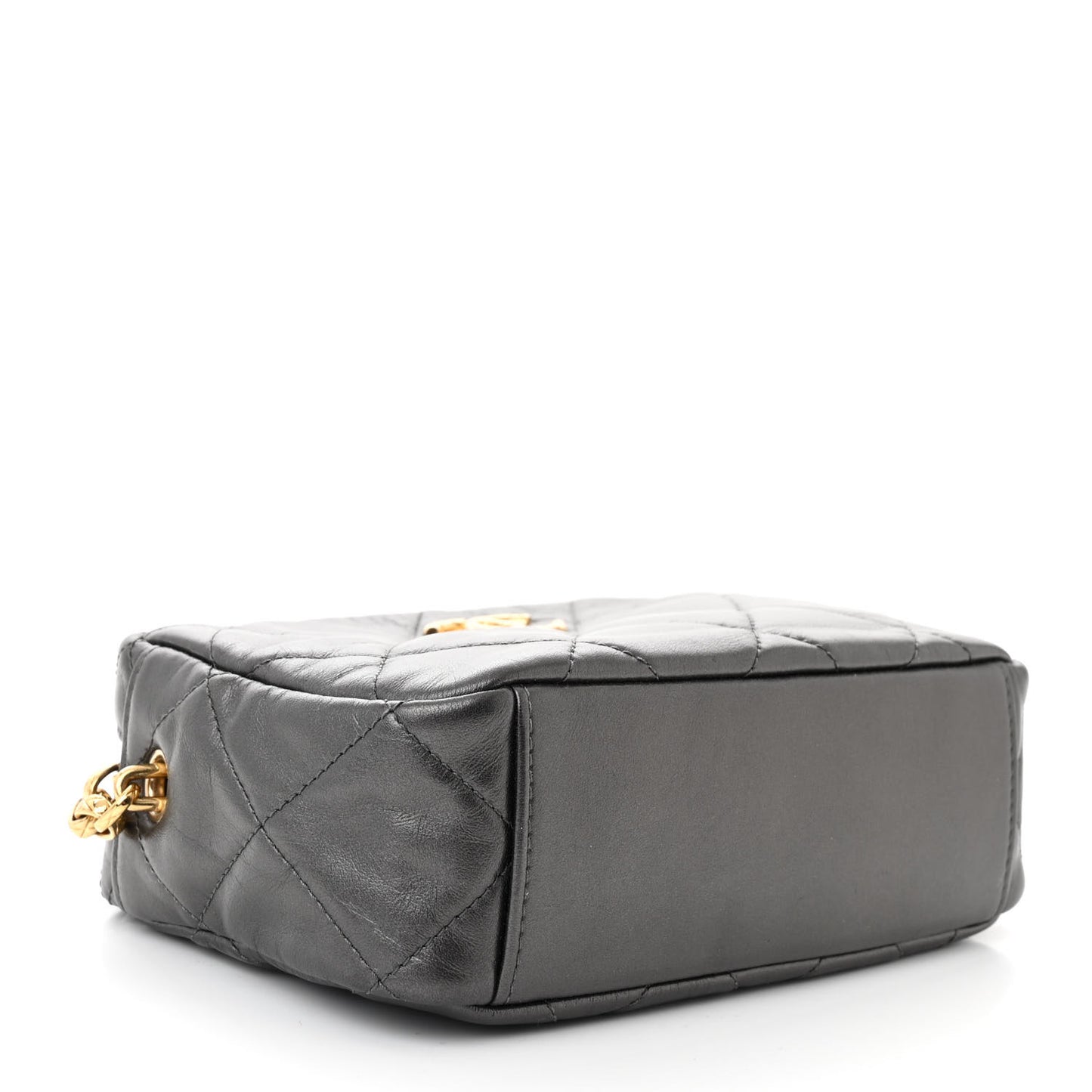 Metallic Calfskin Pearl Quilted CC Mini Camera Case Ruthenium