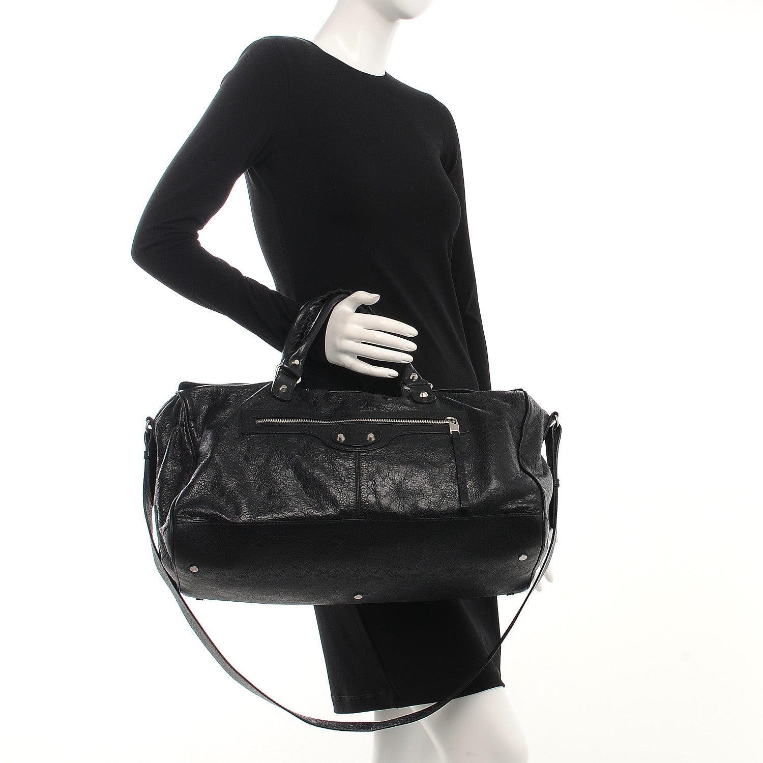Balenciaga Agneau Classic Hardware S Squash Boston Black 223913