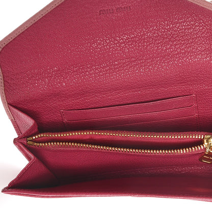 Miu Miu Goatskin Madras Bicolor Envelope Wallet Rosa Peonia 5 of 14