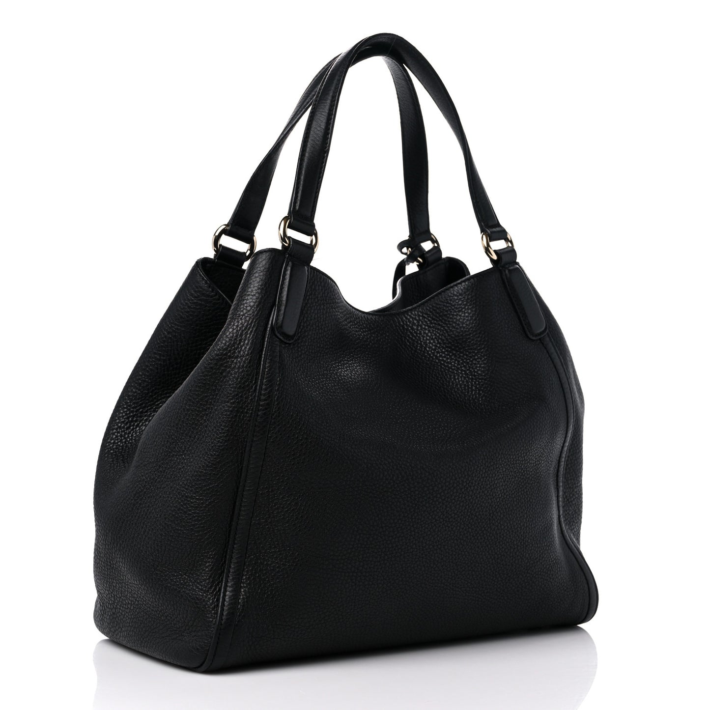 Pebbled Calfskin Medium Soho Shoulder Bag Black