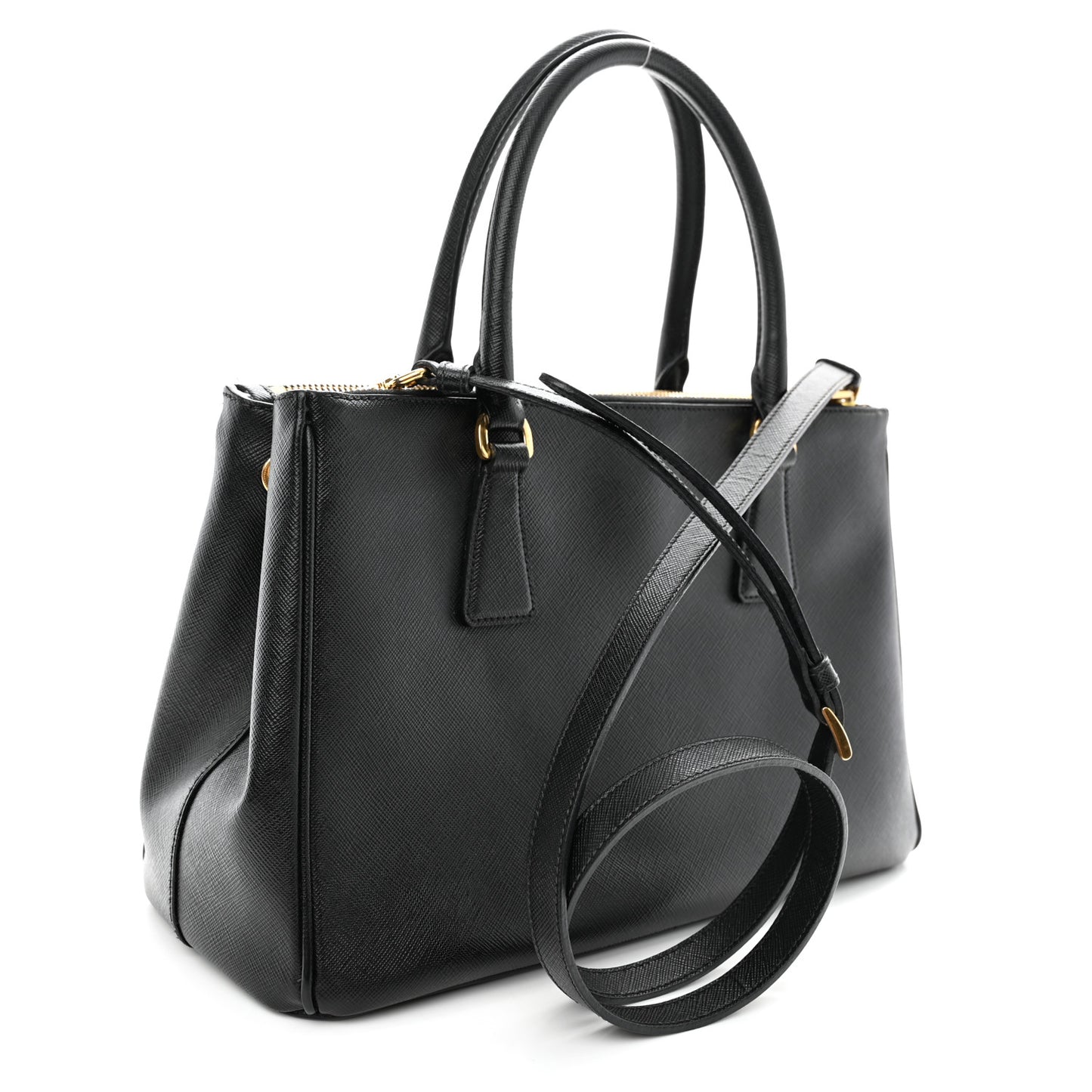Saffiano Small Galleria Double Zip Tote Black