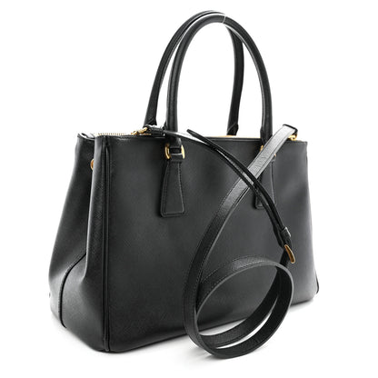 Prada Saffiano Small Galleria Double Zip Tote Black 3 of 11