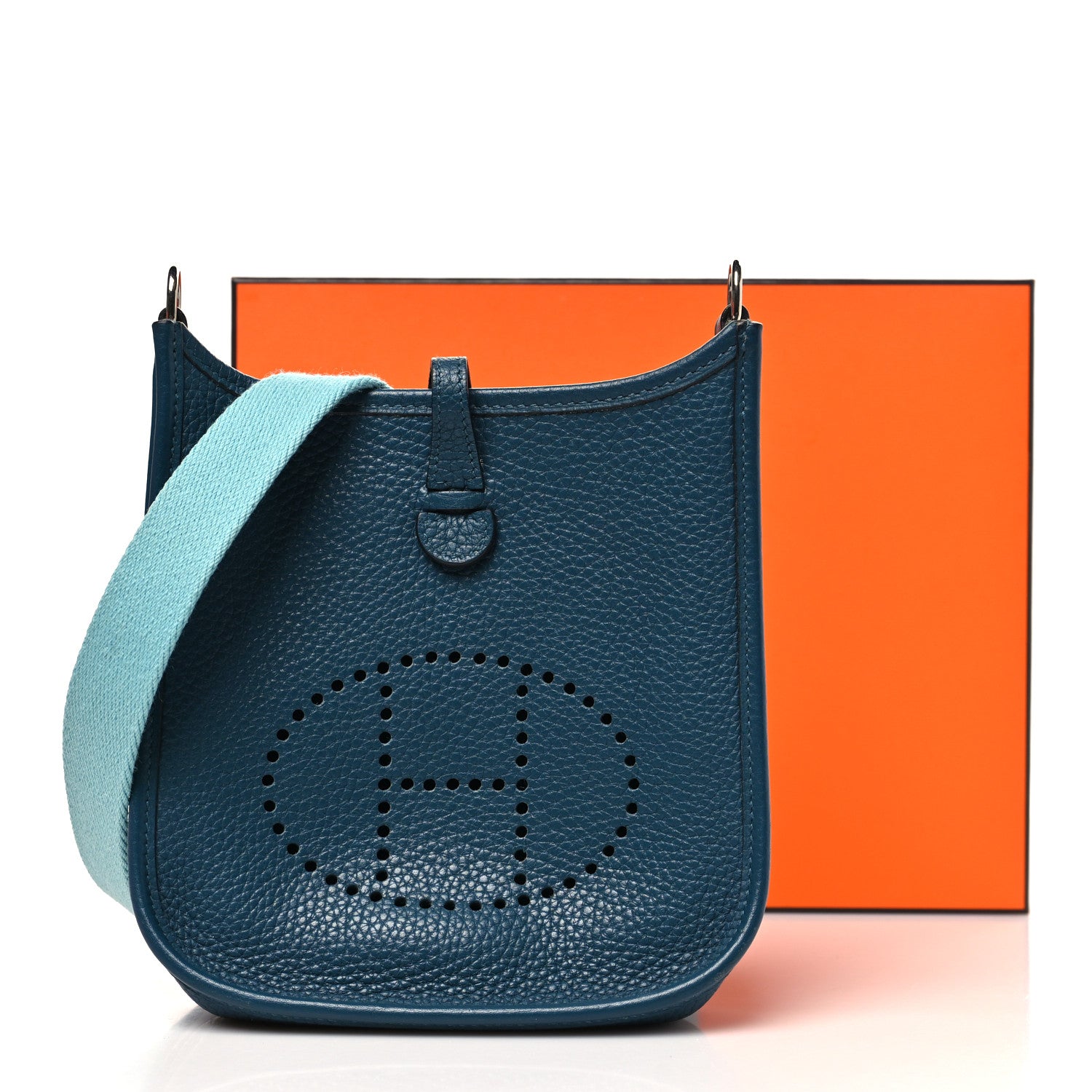 Hermes Taurillon Clemence Amazone Evelyne TPM Colvert Bleu Atoll 11 of 11