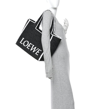 Loewe Raffia Large Paula's Ibiza Logo Tote Black White 2 of 9