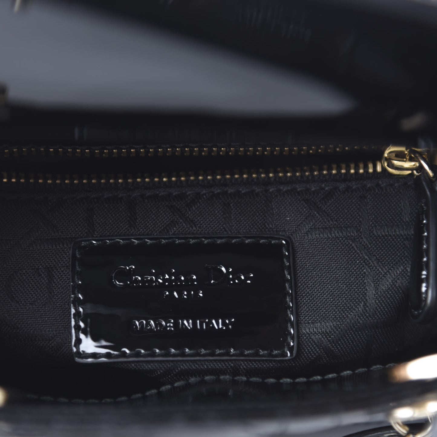 Patent Cannage Mini Lady Dior Black
