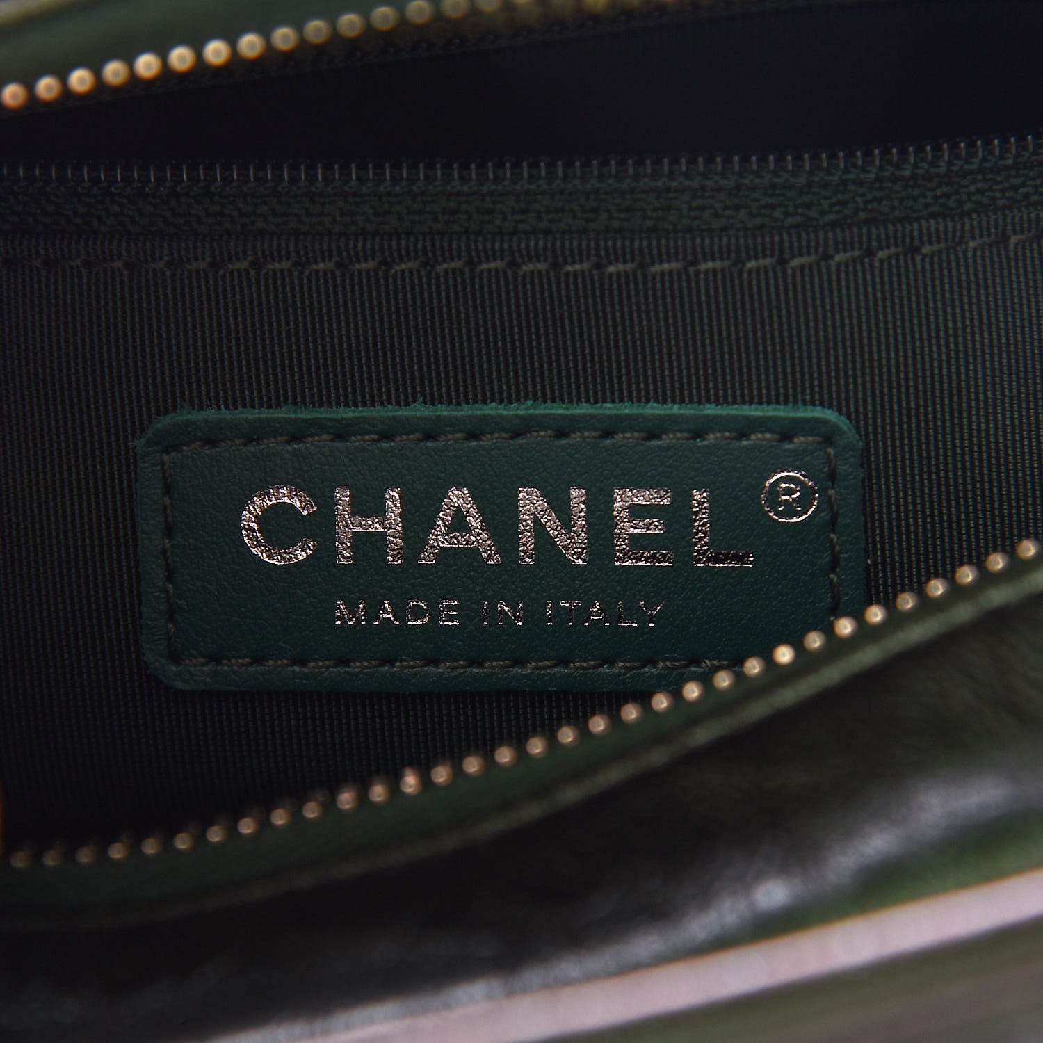Chanel Metallic Calfskin Chevron Quilted Small Gabrielle Hobo Green 6 of 11