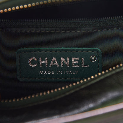 Chanel Metallic Calfskin Chevron Quilted Small Gabrielle Hobo Green 6 of 11