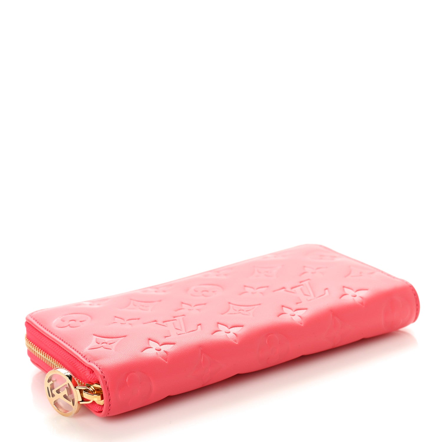 Louis Vuitton Lambskin Embossed Monogram Coussin Zippy Wallet Pink 4 of 8