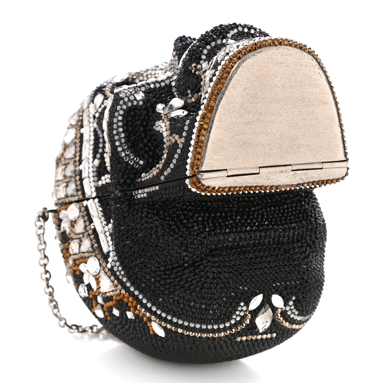 Judith Leiber Crystal Bela Lugosi Skull Minaudiere Clutch Silver Multicolor 4 of 12