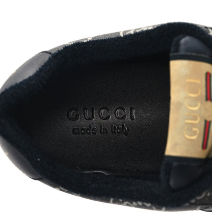 Gucci GG Supereme Monogram Miro Soft Calfskin Web Mens Screener Sneakers 8 Black Grey Sky 7 of 8