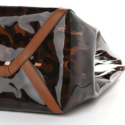 Valentino Garavani PVC Leopard Print Large Rockstud Shopping Tote Brown 7 of 9