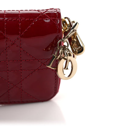 Christian Dior Patent Cannage Small Lady Dior Voyageur Coin Purse Cherry Red 7 of 7