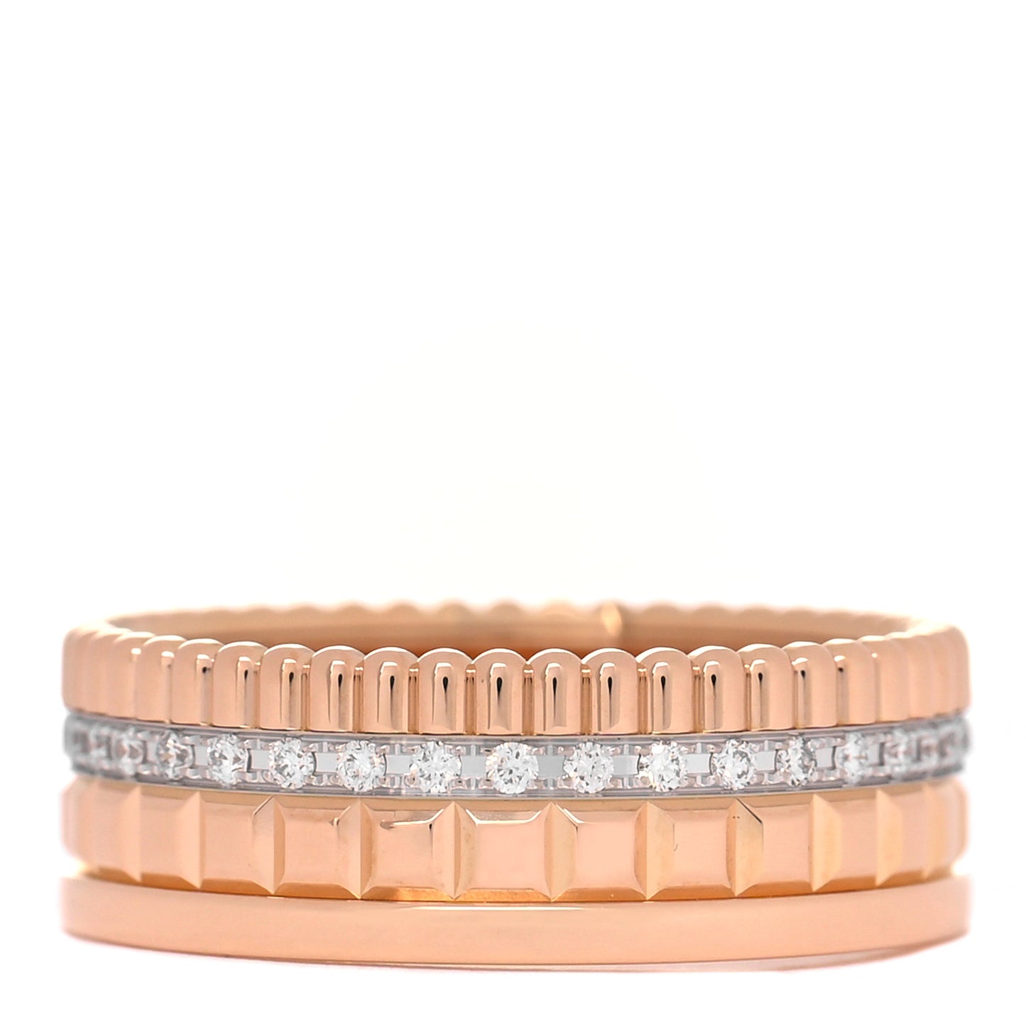 18K Rose White Gold Diamond Small Quatre Radiant Edition Ring 59 8.75