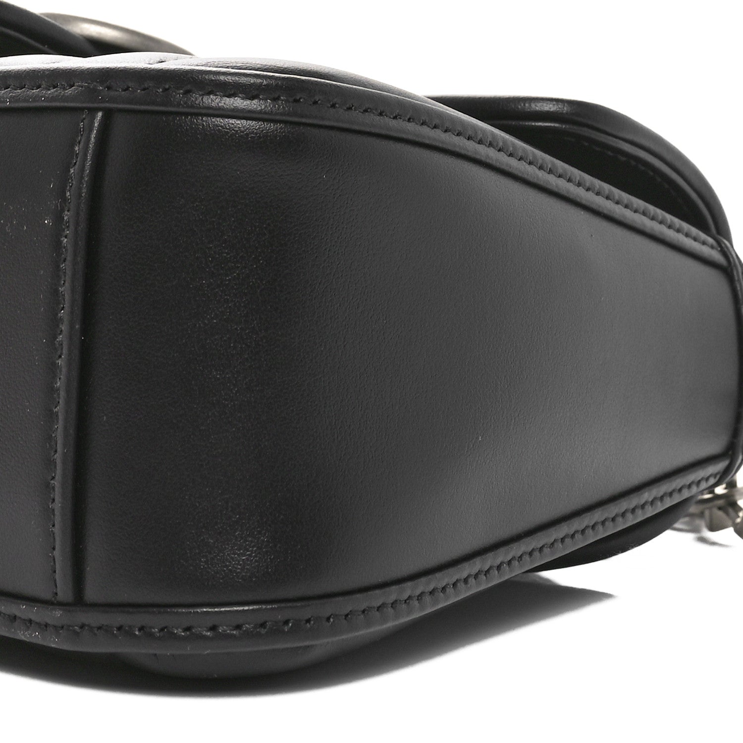 Gucci Calfskin Matelasse Aria Mini GG Marmont Top Handle Shoulder Bag Black 9 of 9