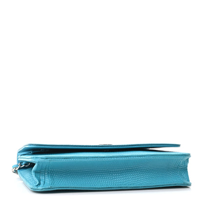 Chanel Lizard Wallet on Chain WOC Turquoise 4 of 10