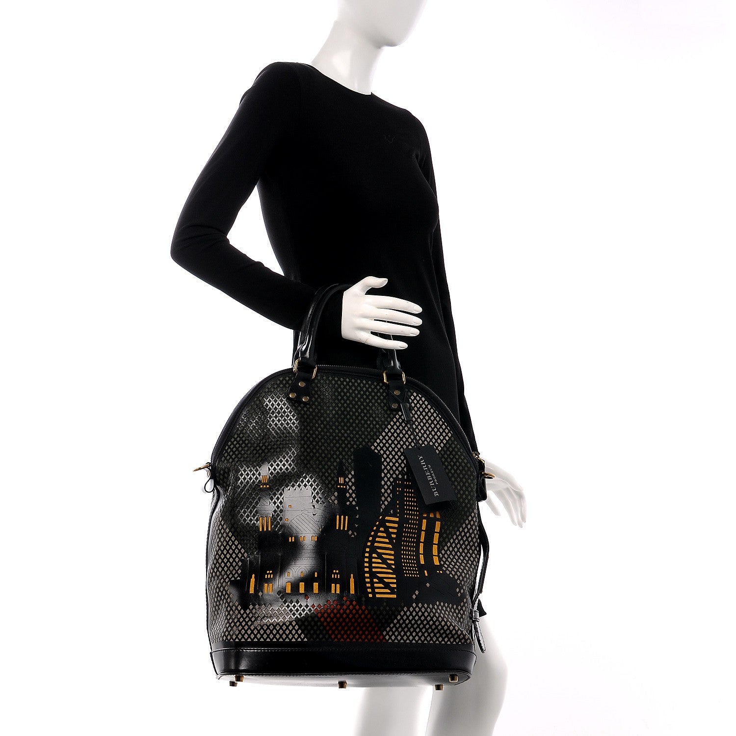 Burberry Prorsum Laser Cut Calfskin Hong Kong Medium Bloomsbury Black Elderberry 2 of 9