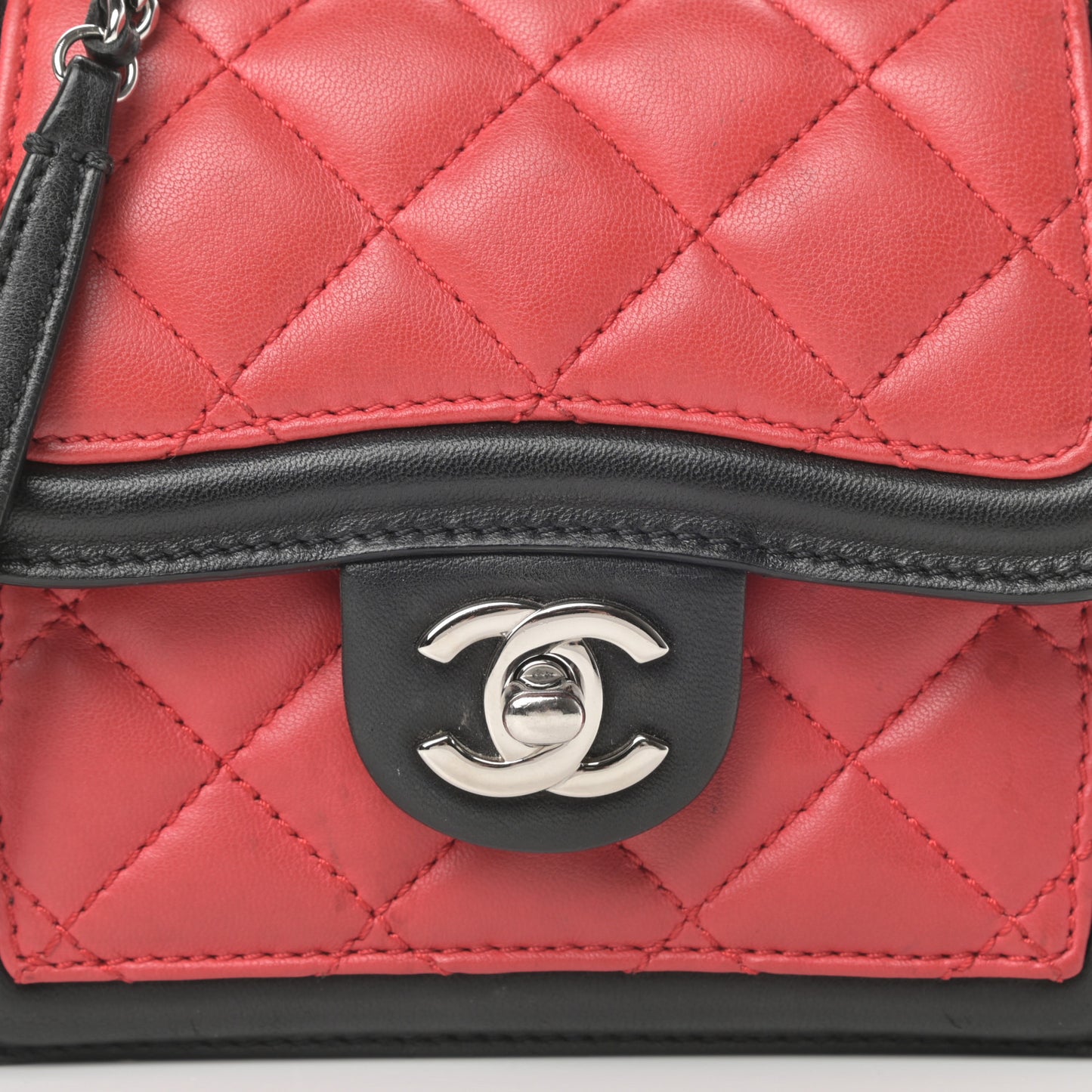 Lambskin Quilted Mini Graphic Flap Bag Red Black White