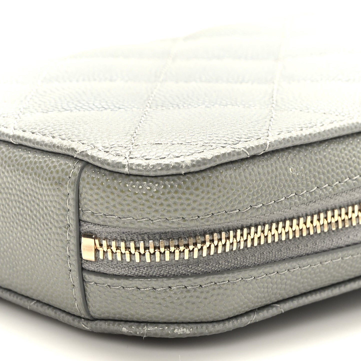 Caviar Quilted Phone Holder Wallet On Chain WOC Grey