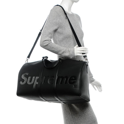 Louis Vuitton X SUPREME Epi Keepall Bandouliere 55 Black 2 of 8
