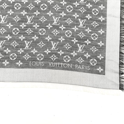 Louis Vuitton Silk Wool Monogram Denim Shawl Black 2 of 3