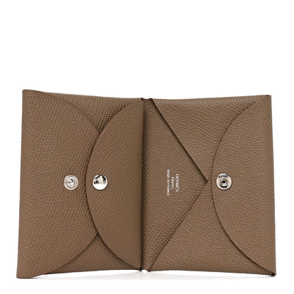 Hermes Epsom Calvi Duo Card Case Etoupe 5 of 8