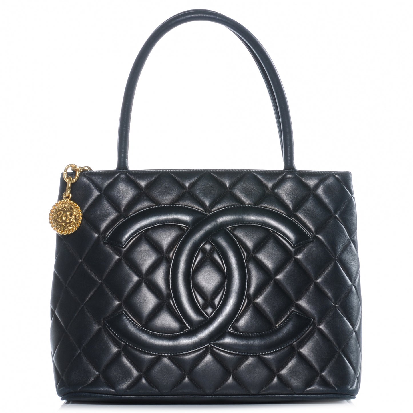 Lambskin Medallion Tote Black