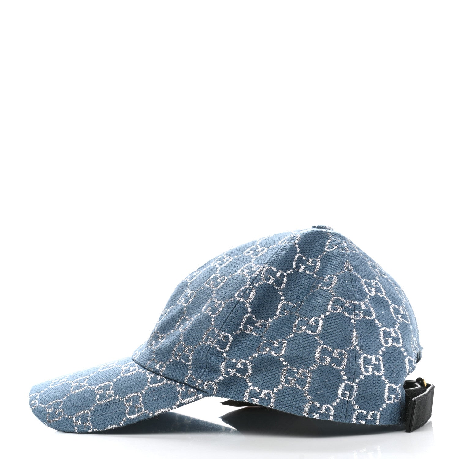 Gucci Canvas Lame GG Monogram Rush Baseball Hat M Blue Silver 4 of 12