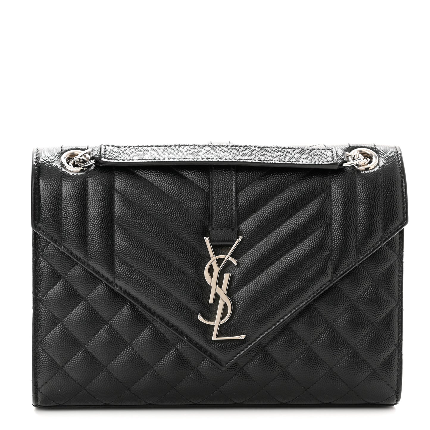 Grain De Poudre Textured Mixed Matelasse Triquilt Medium Monogram Satchel Black