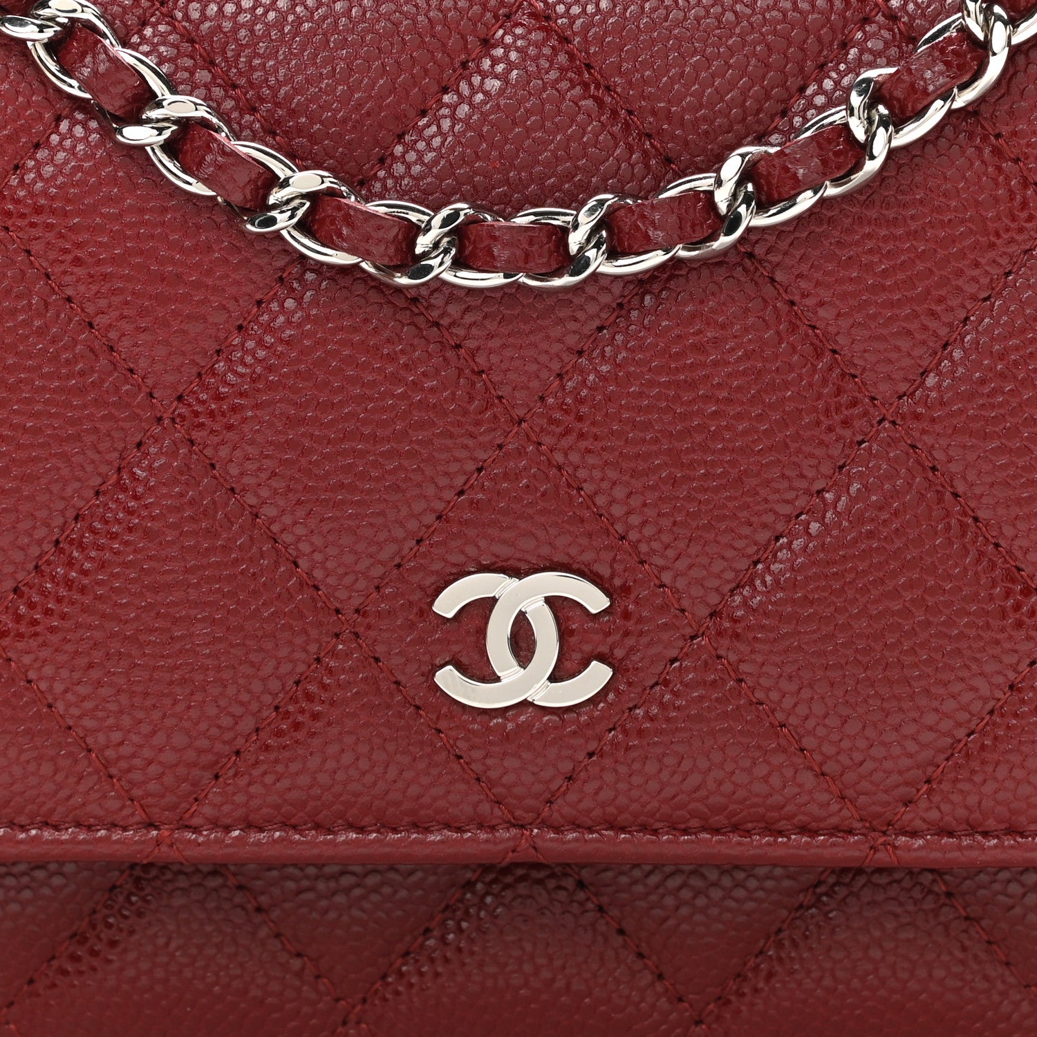 Chanel Caviar Quilted Mini Wallet On Chain WOC Red 9 of 12