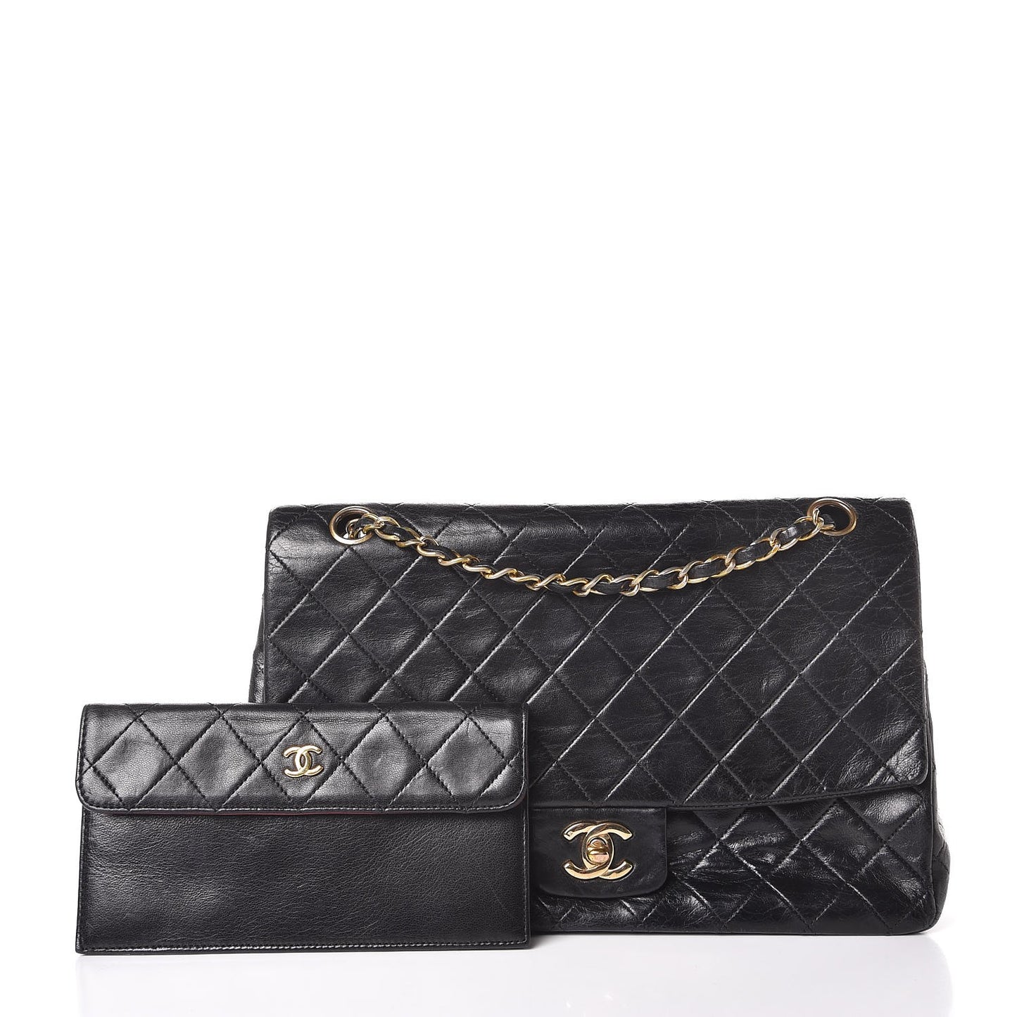 Lambskin Quilted Jumbo Single Flap Black
