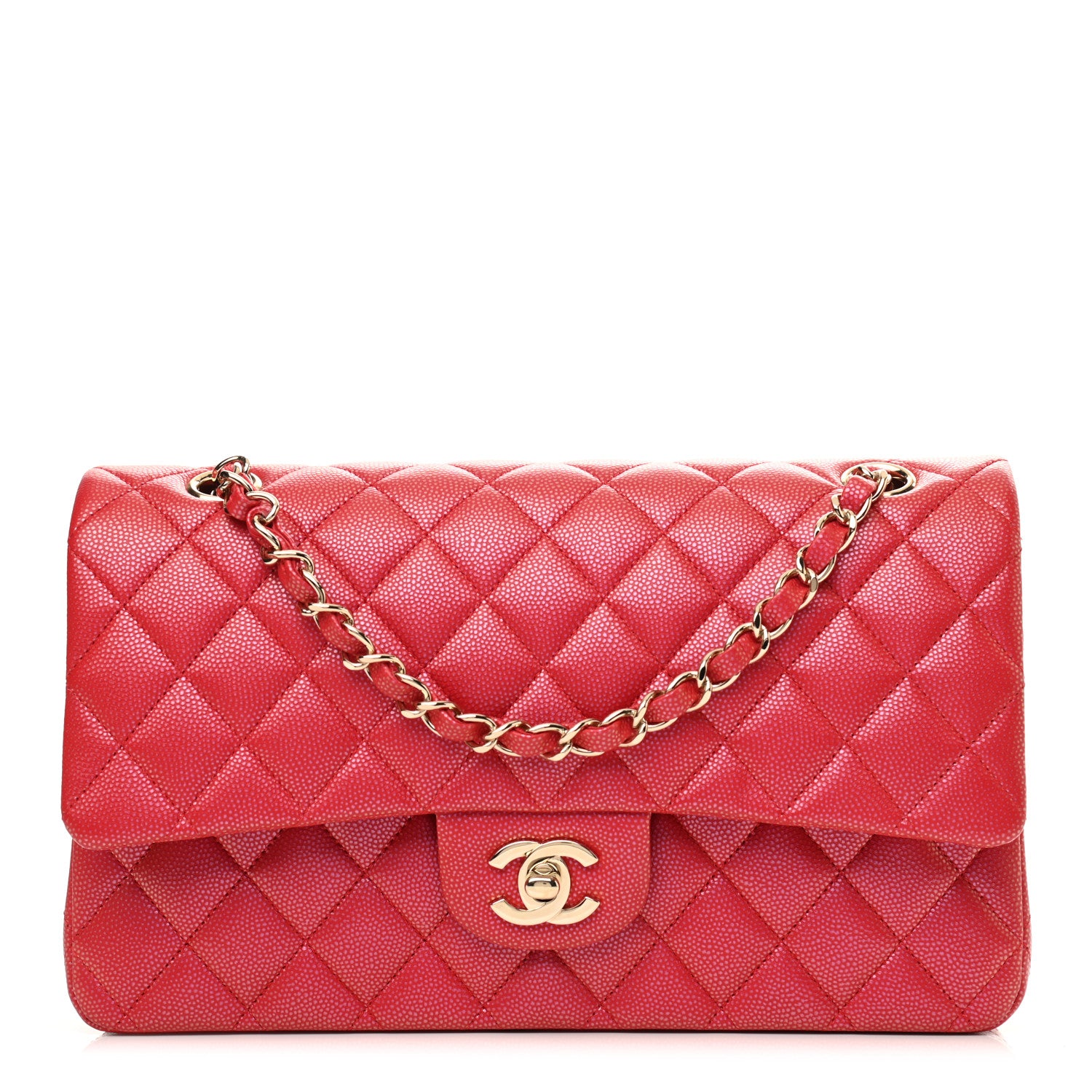 Chanel Iridescent Caviar Quilted Medium Double Flap Red 1 of 12