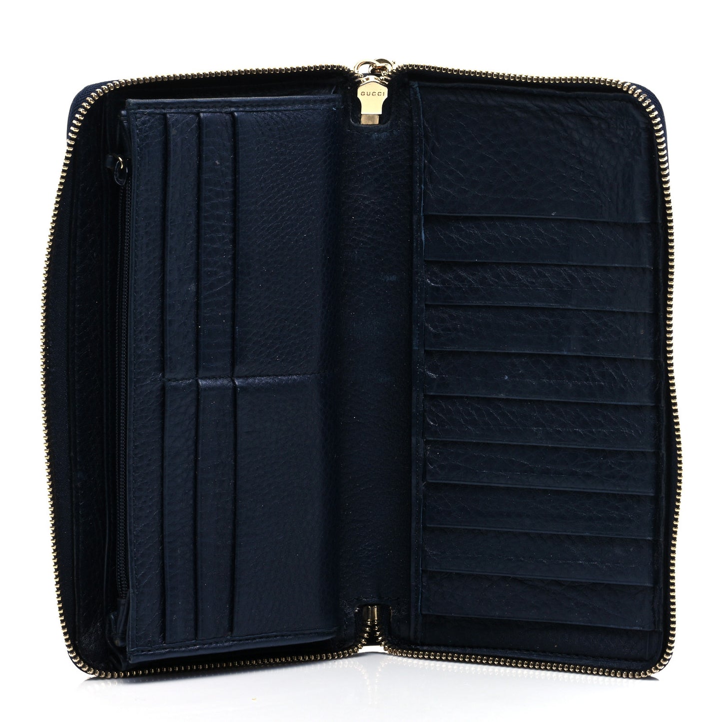 Pebbled Calfskin Soho Zip Around Wallet Blue