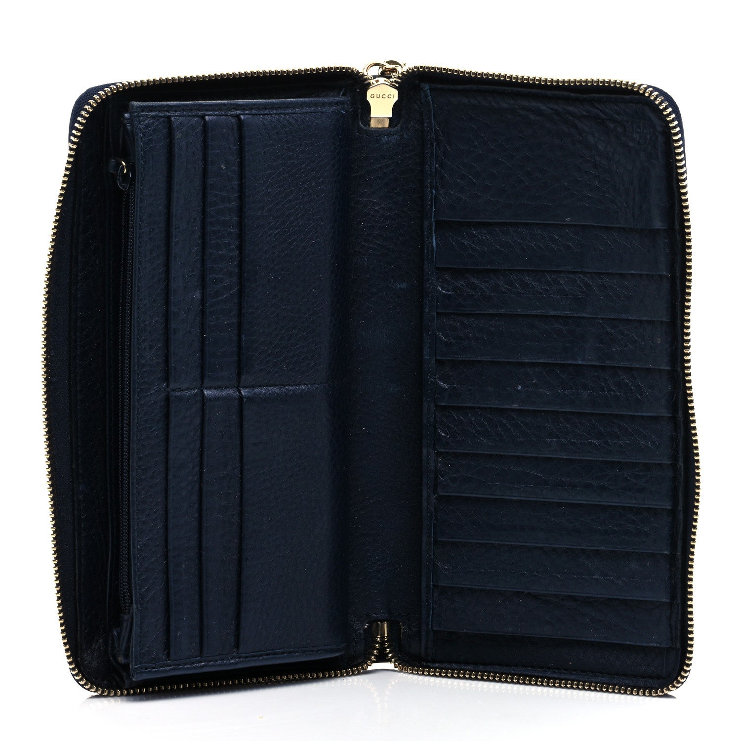 Gucci Pebbled Calfskin Soho Zip Around Wallet Blue 5 of 7