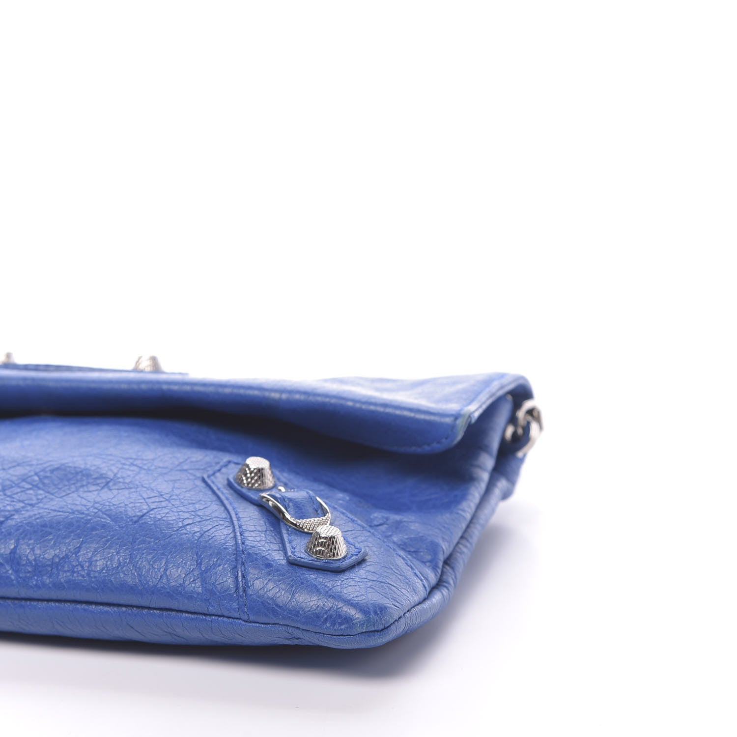 Balenciaga Agneau Giant 12 Silver Envelope Strap Clutch Bleu Lazuli 9 of 10