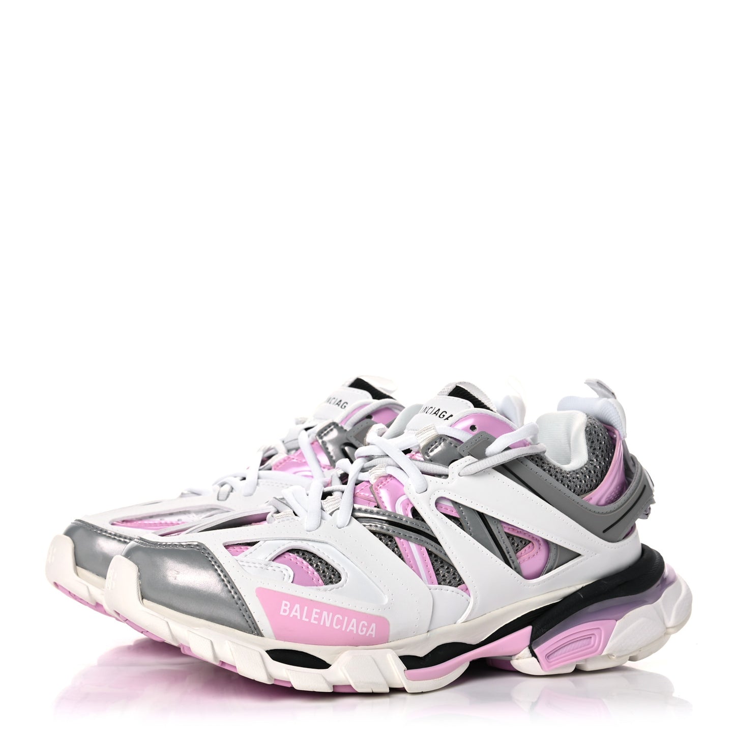 Mesh Rubber Bi-Color Womens Track Sneakers 40 White Pink Grey