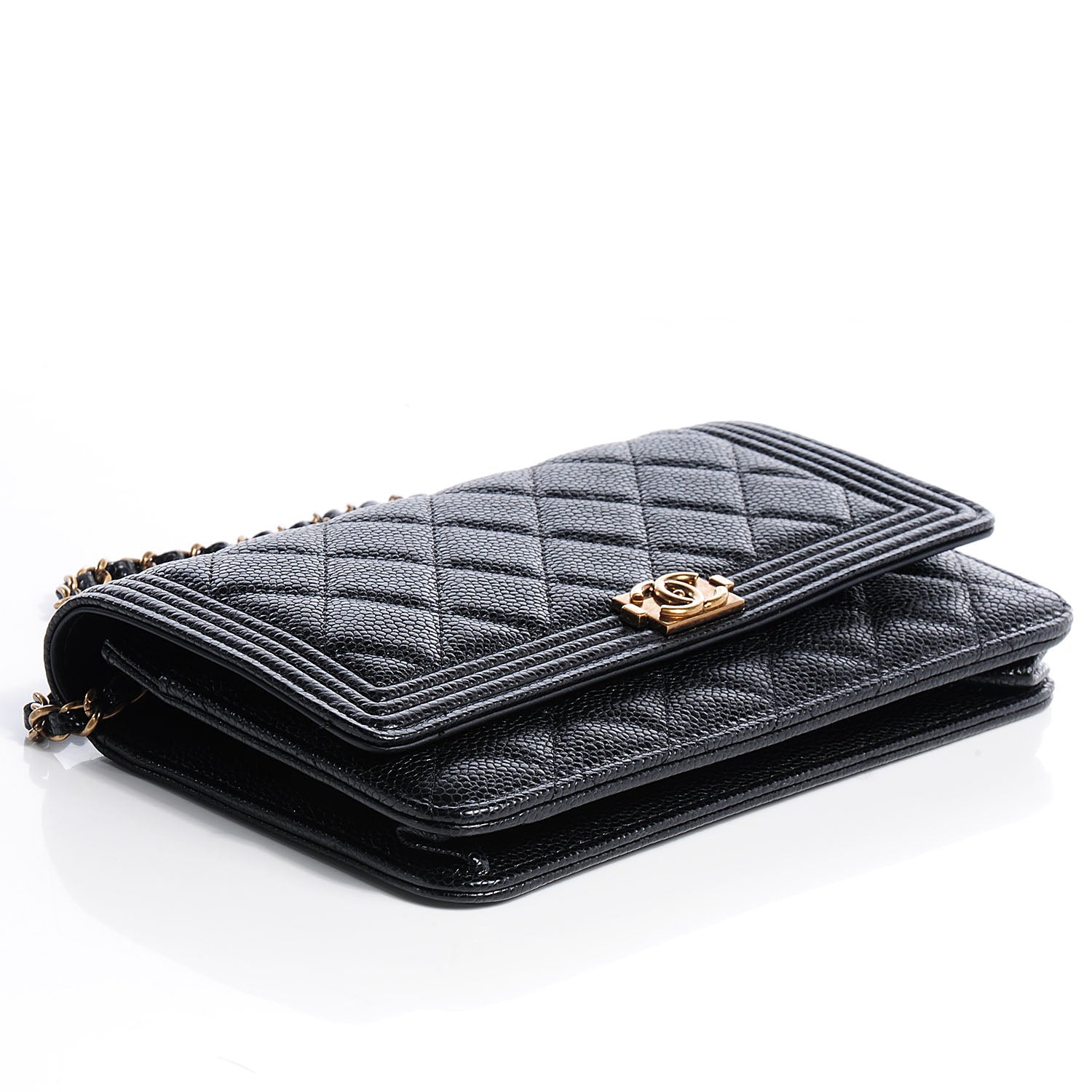 Chanel Caviar Quilted Boy Wallet On Chain WOC Black 4 of 8