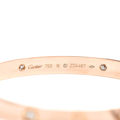 Cartier 18K Pink Gold 4 Diamond LOVE Bracelet 16 4 of 4