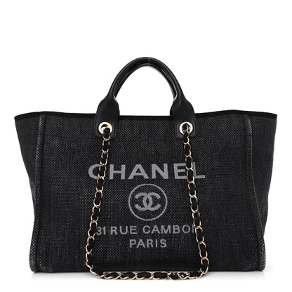 Chanel Woven Straw Raffia Large Deauville Tote Black 1 of 10