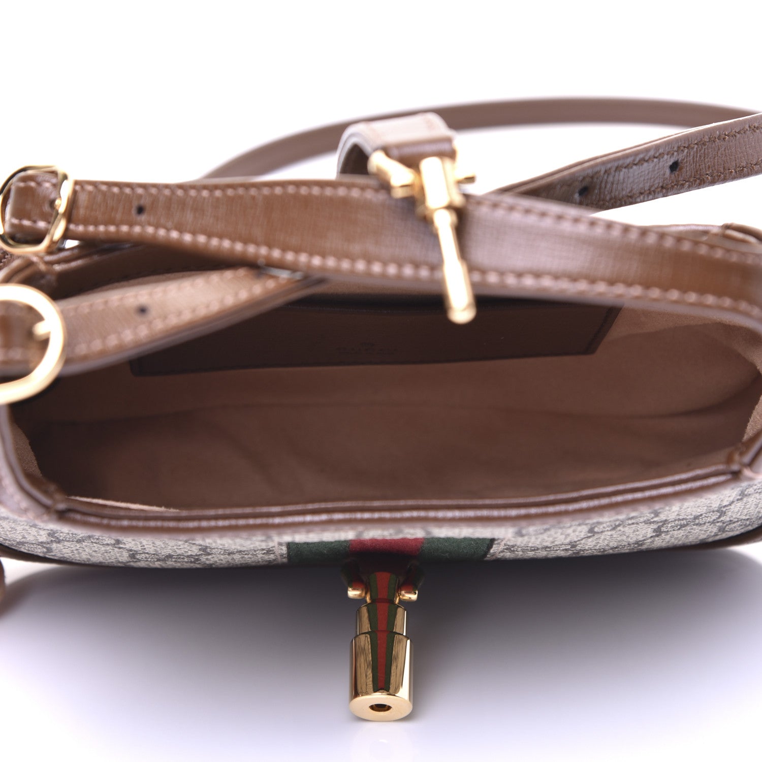 Gucci GG Supreme Monogram Azalea Calfskin Web Mini Jackie 1961 Hobo Beige Ebony Brown Sugar 5 of 15