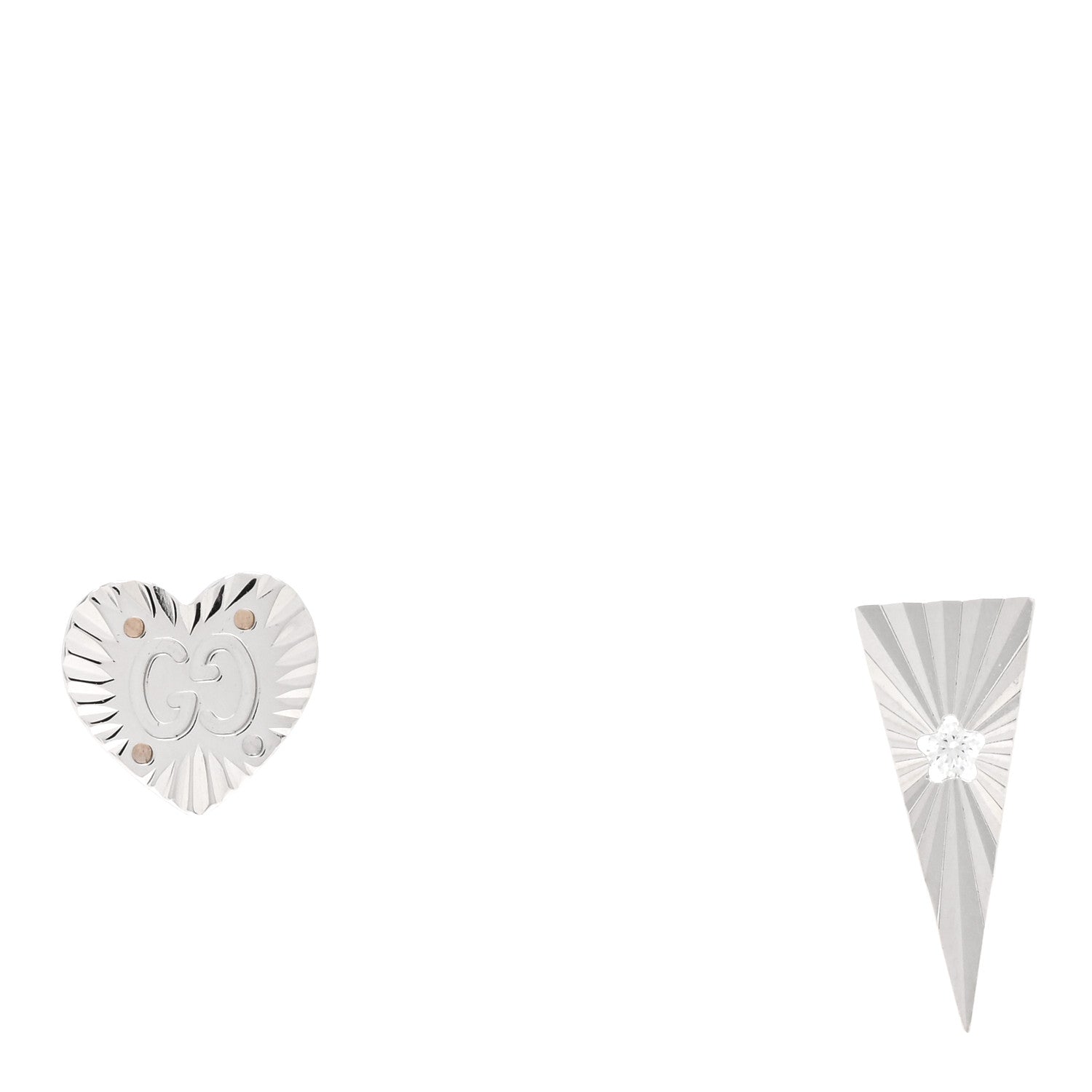 Gucci 18K White Gold Diamond Icon Asymmetric Stud Earrings 1 of 5