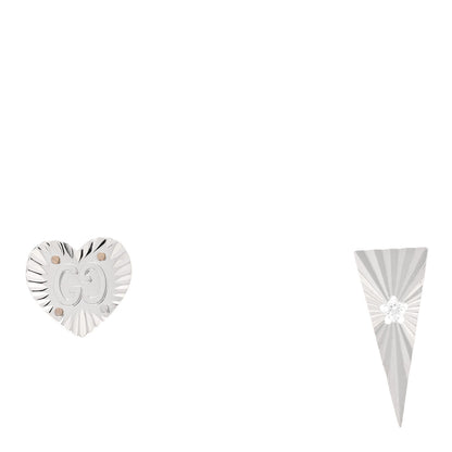Gucci 18K White Gold Diamond Icon Asymmetric Stud Earrings 1 of 5