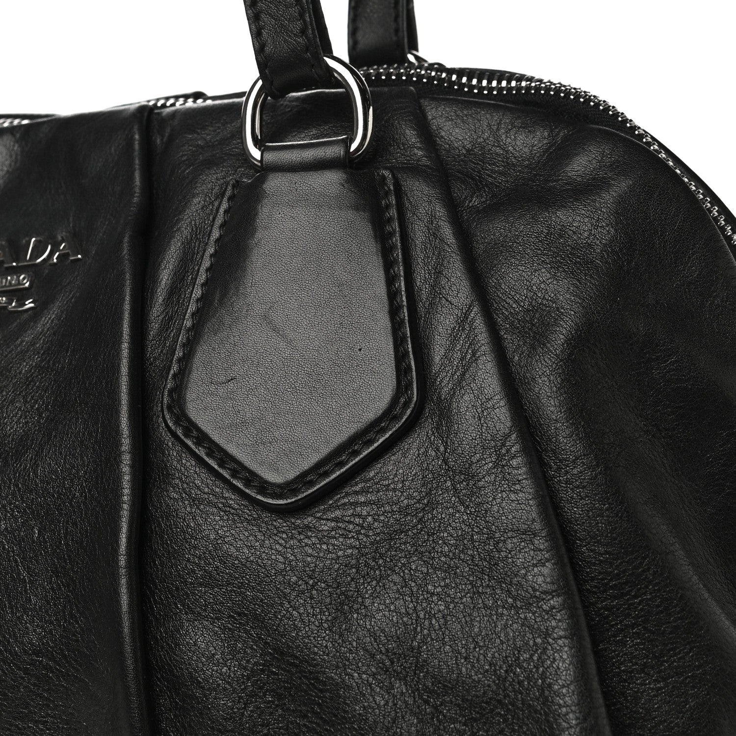 Prada Soft Calf Pleated Tote Black 14 of 21