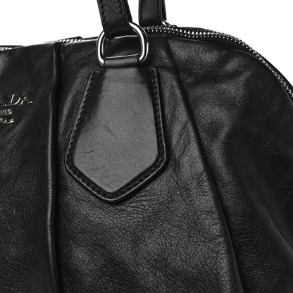 Prada Soft Calf Pleated Tote Black 14 of 21