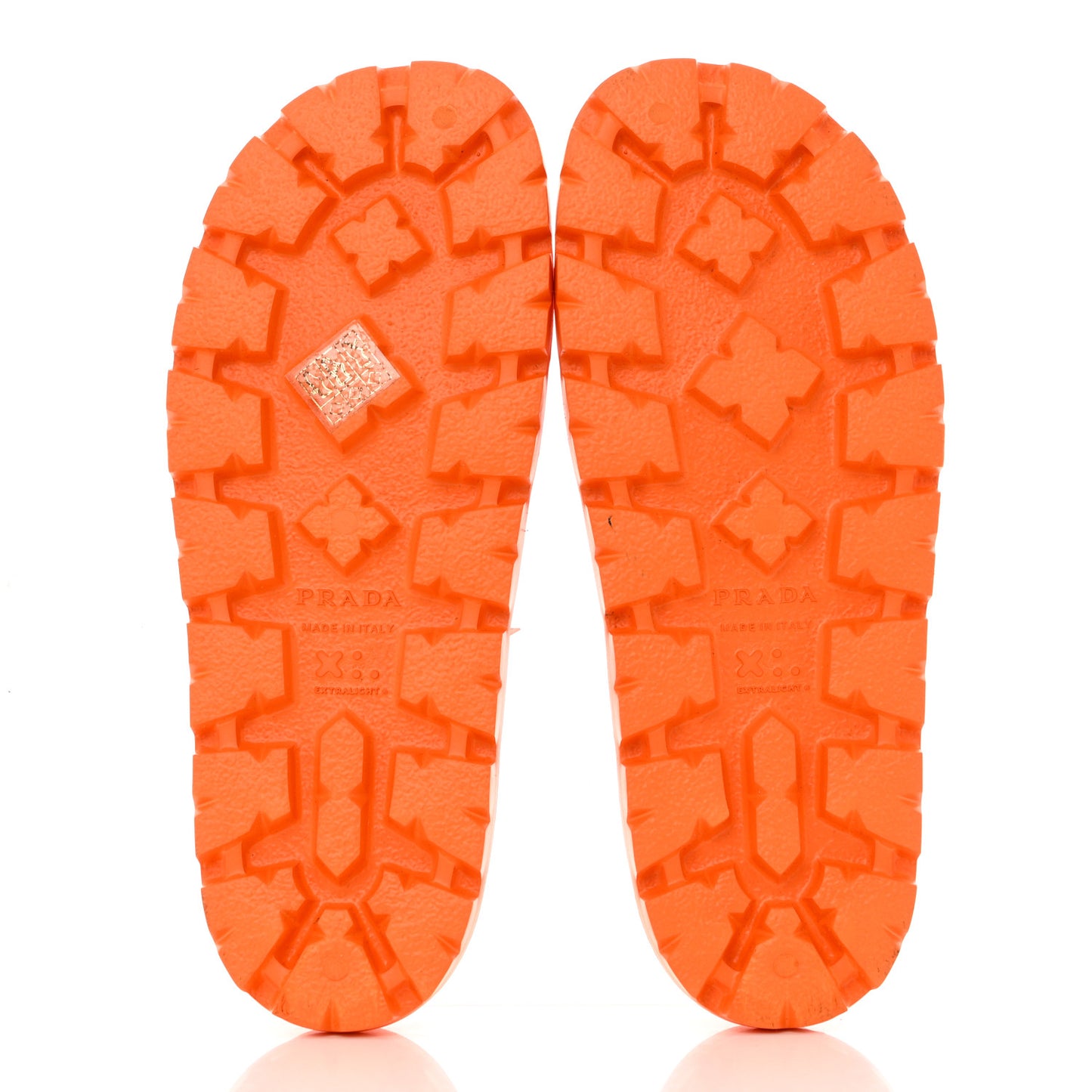 EVA Rubber Triangle Logo Embossed Womens Lug Sole 20mm Slide Sandals 38 Papaya