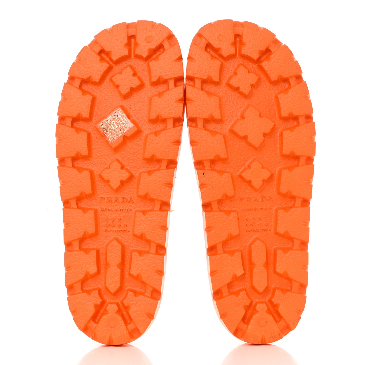 Prada EVA Rubber Triangle Logo Embossed Womens Lug Sole 20mm Slide Sandals 38 Papaya 5 of 8