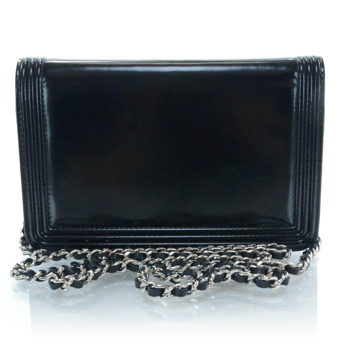 Glazed Calfskin Boy Wallet On Chain WOC Black