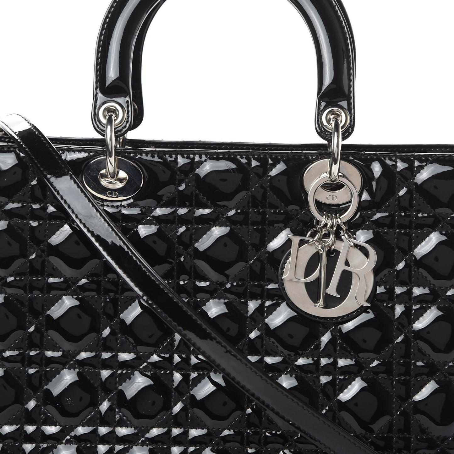 Patent Cannage Large Lady Dior Black