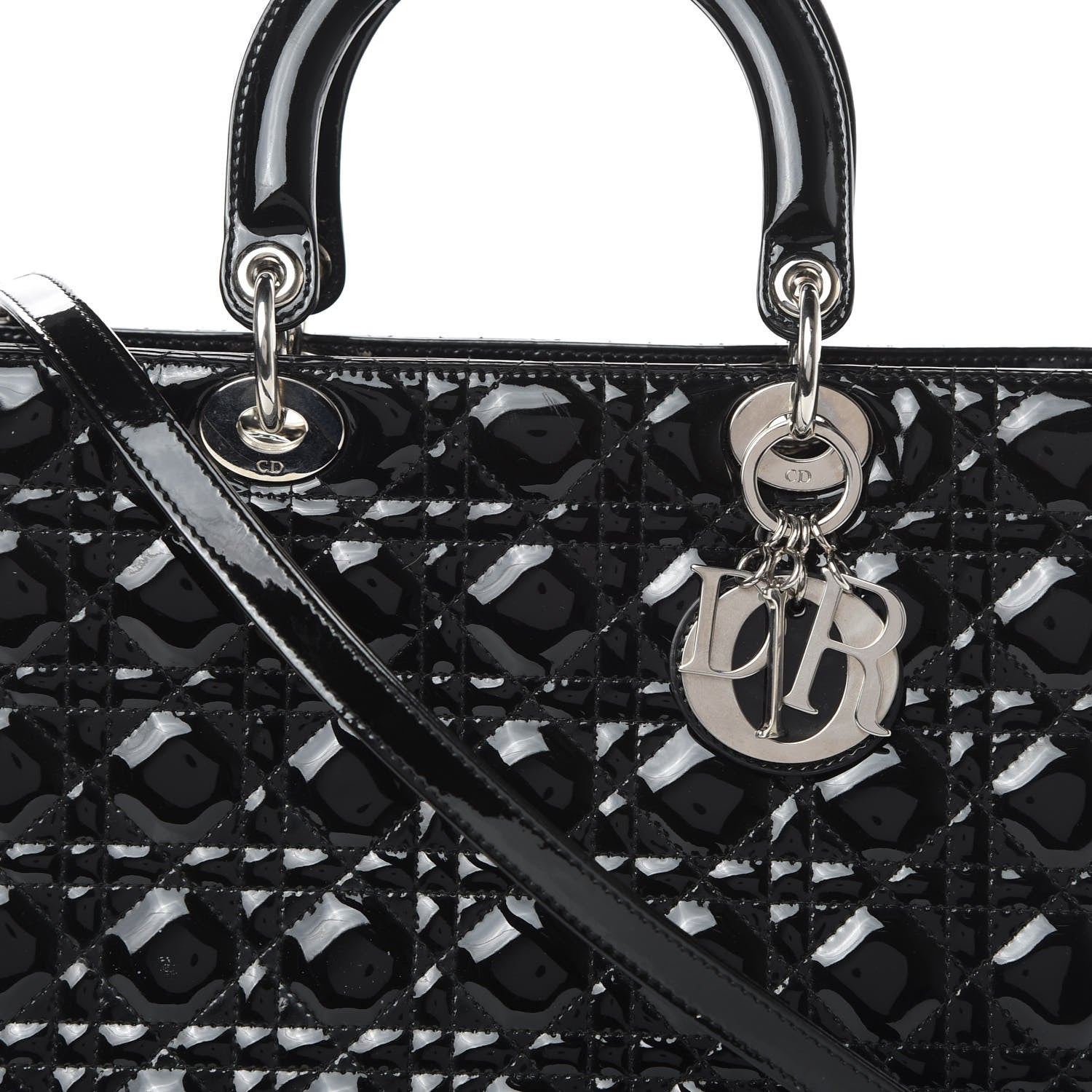 Christian Dior Patent Cannage Large Lady Dior Black 8 of 12