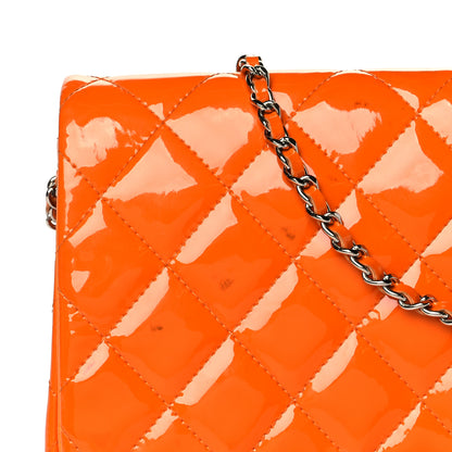 Chanel Patent Quilted Clutch with Chain Flap Orange 14 of 15